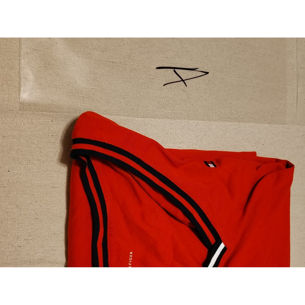 Tommy Hilfiger Womens Red V-Neck Night Shirt Size 2X Striped Trim Logo - Picture 7 of 7